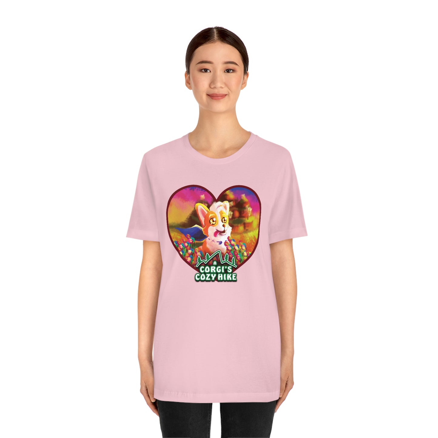 A Corgi's Cozy Hike 2-Sided Unisex Adult Shirt (w/ Butt On Back)