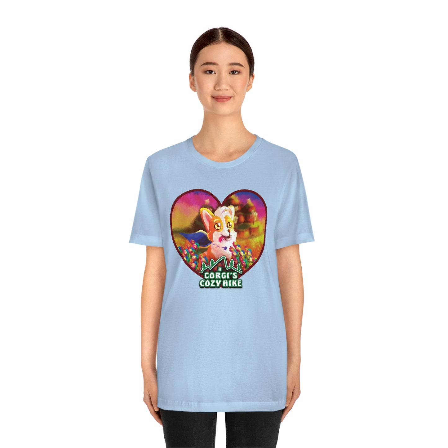 A Corgi's Cozy Hike 2-Sided Unisex Adult Shirt (w/ Butt On Back)