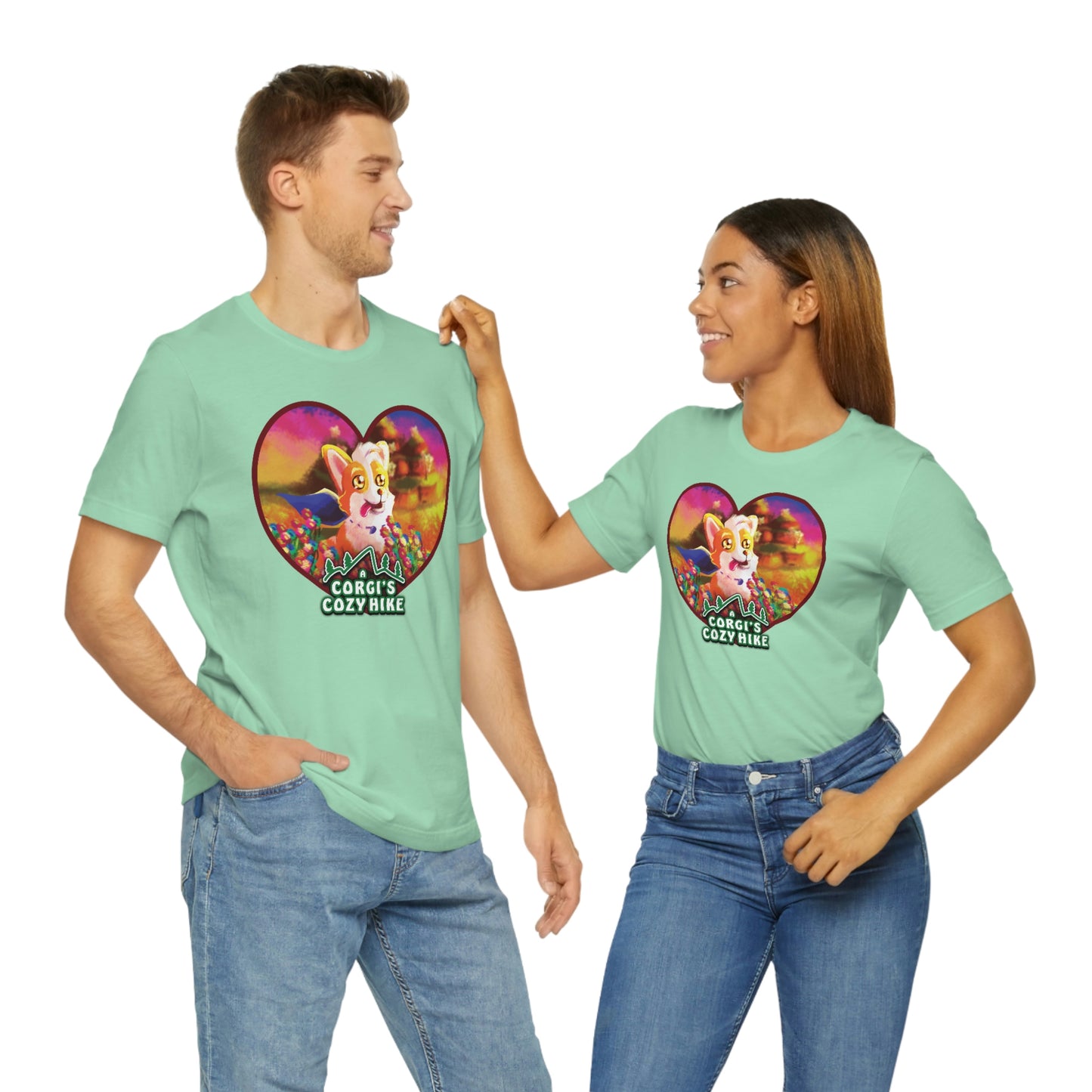 A Corgi's Cozy Hike 2-Sided Unisex Adult Shirt (w/ Butt On Back)