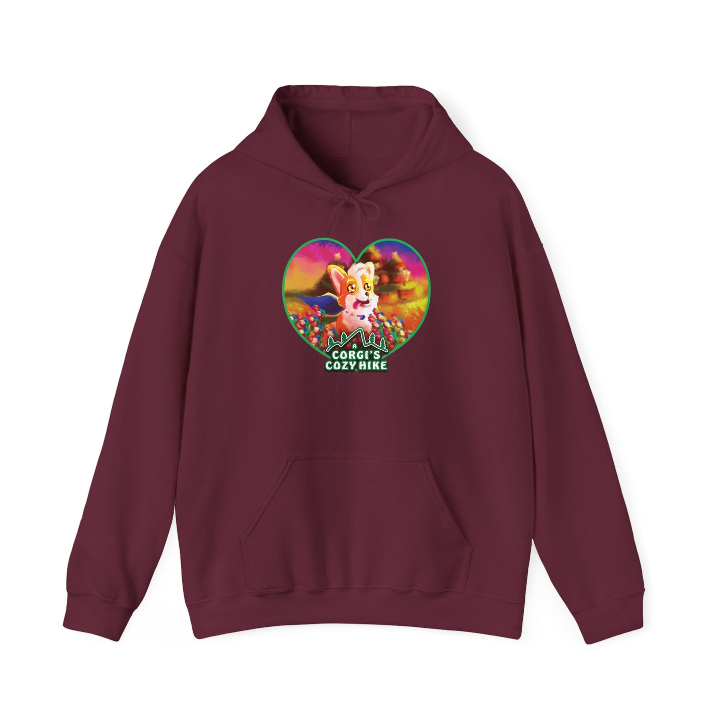 A Corgi's Cozy Hike Unisex Heavy Blend™ Hooded Sweatshirt