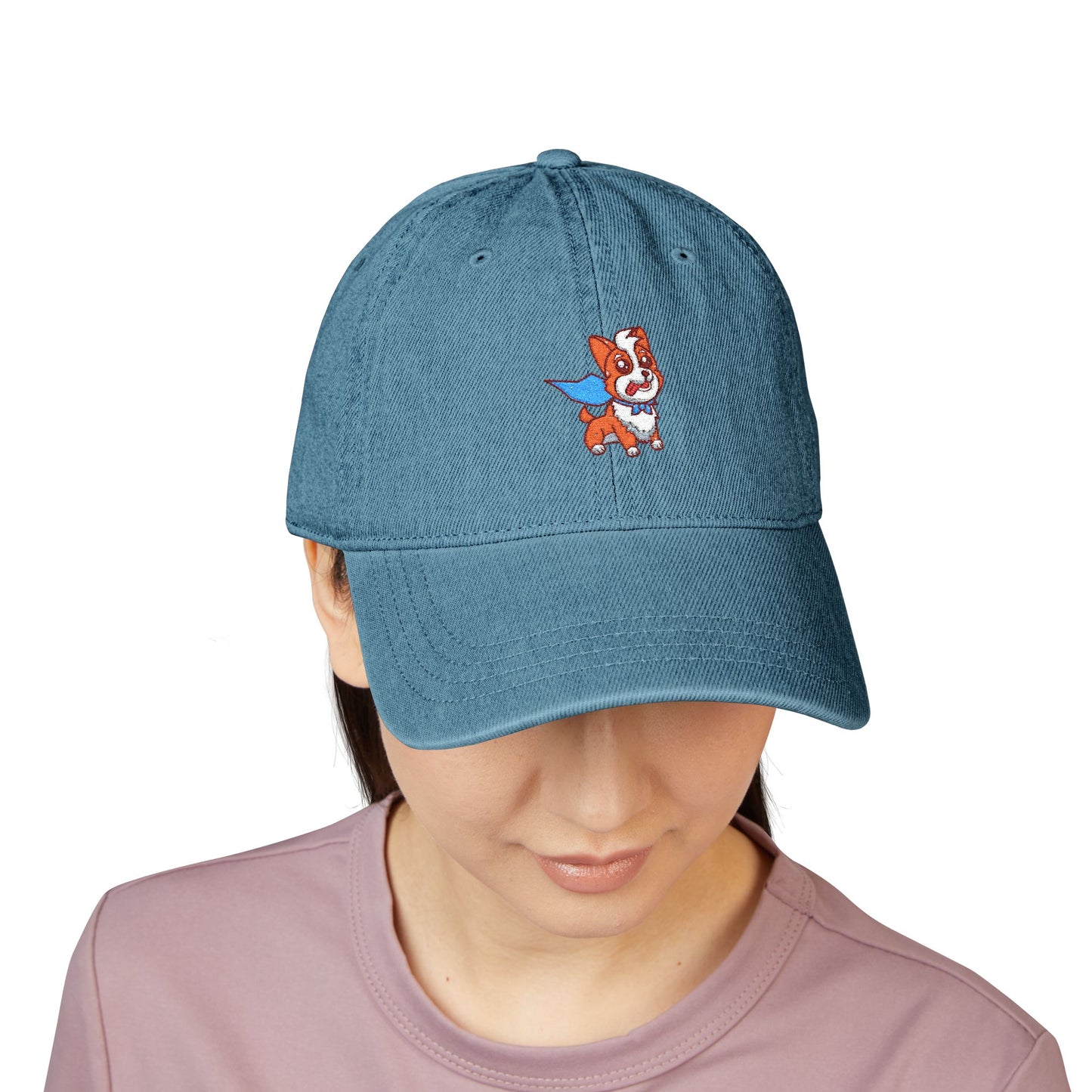 A Corgi's Cozy Hike Corgi Hero- Denim Hat (Embroidery)