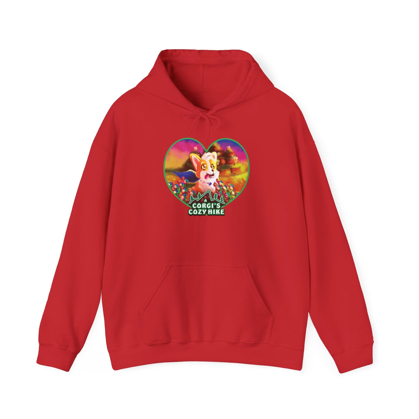 A Corgi's Cozy Hike Unisex Heavy Blend™ Hooded Sweatshirt