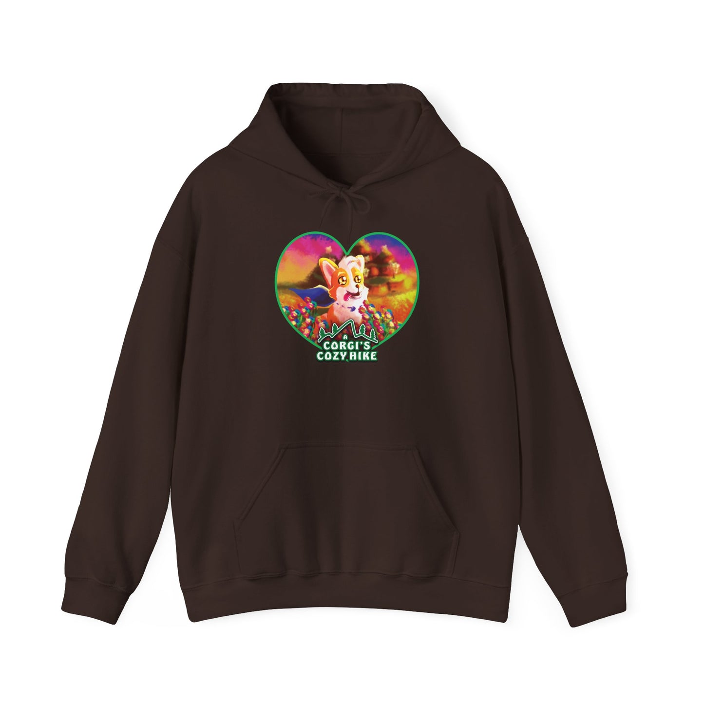 A Corgi's Cozy Hike Unisex Heavy Blend™ Hooded Sweatshirt