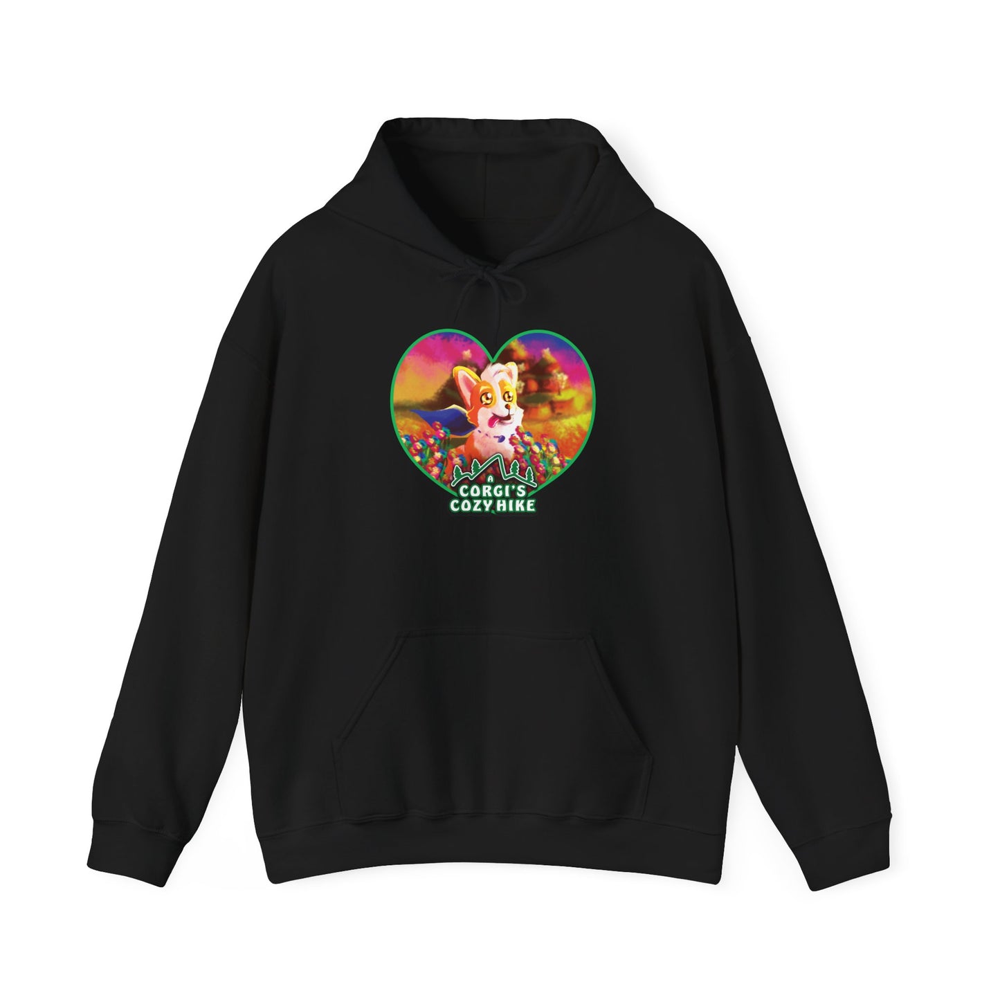 A Corgi's Cozy Hike Unisex Heavy Blend™ Hooded Sweatshirt