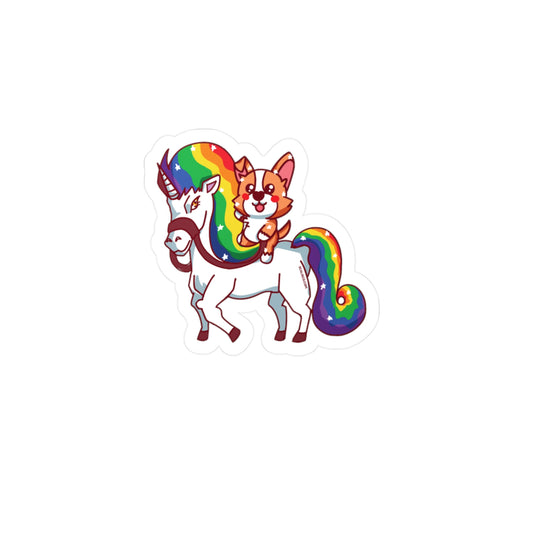 Rescue Pets Rainbow Unicorn Corgi Hero Sticker Kiss-Cut Vinyl Decals