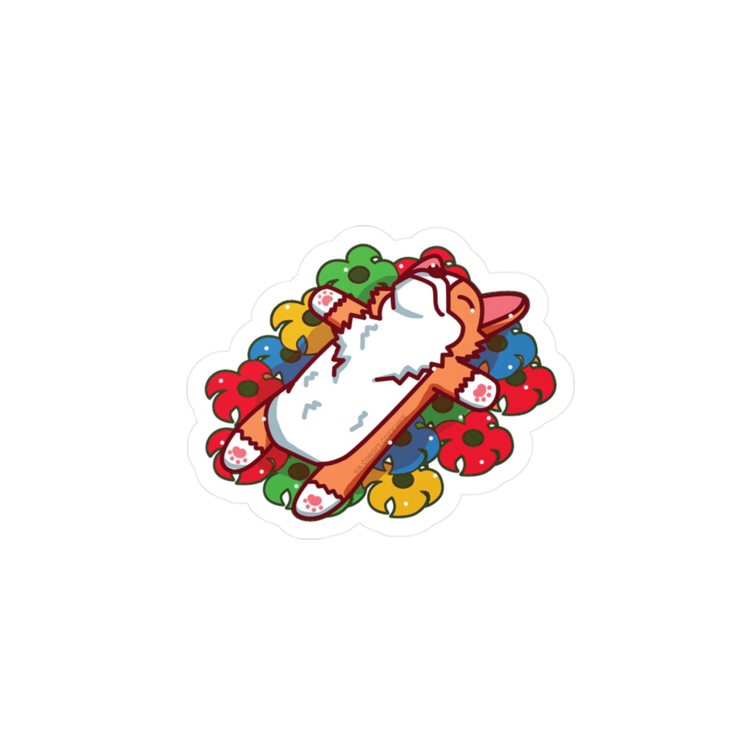 A Corgi's Cozy Hike Game- Corgi Flower Bed Sticker Kiss-Cut Vinyl Decals