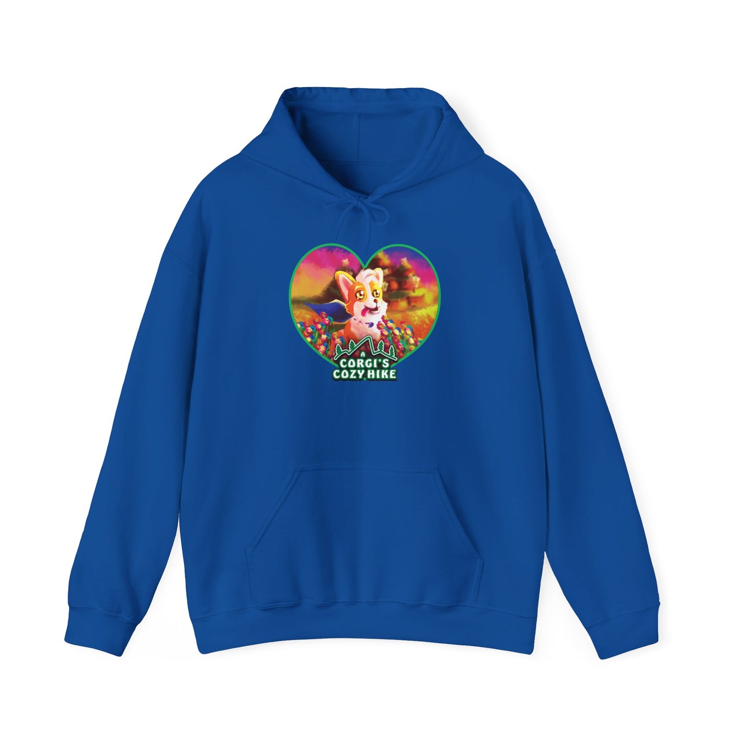 A Corgi's Cozy Hike Unisex Heavy Blend™ Hooded Sweatshirt