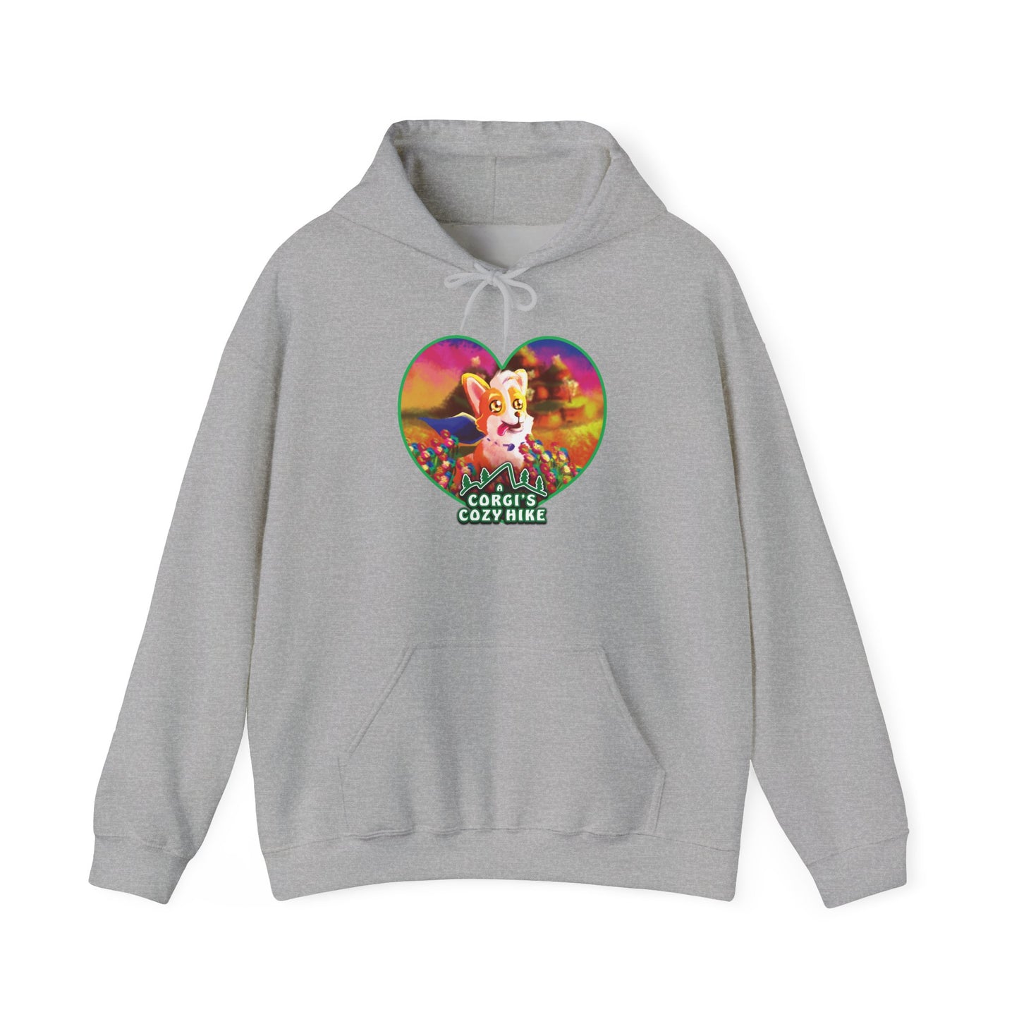 A Corgi's Cozy Hike Unisex Heavy Blend™ Hooded Sweatshirt