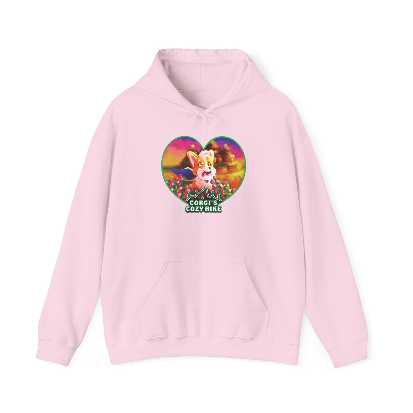 A Corgi's Cozy Hike Unisex Heavy Blend™ Hooded Sweatshirt