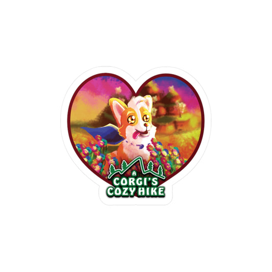 A Corgi's Cozy Hike Heart Kiss-Cut Vinyl Decals