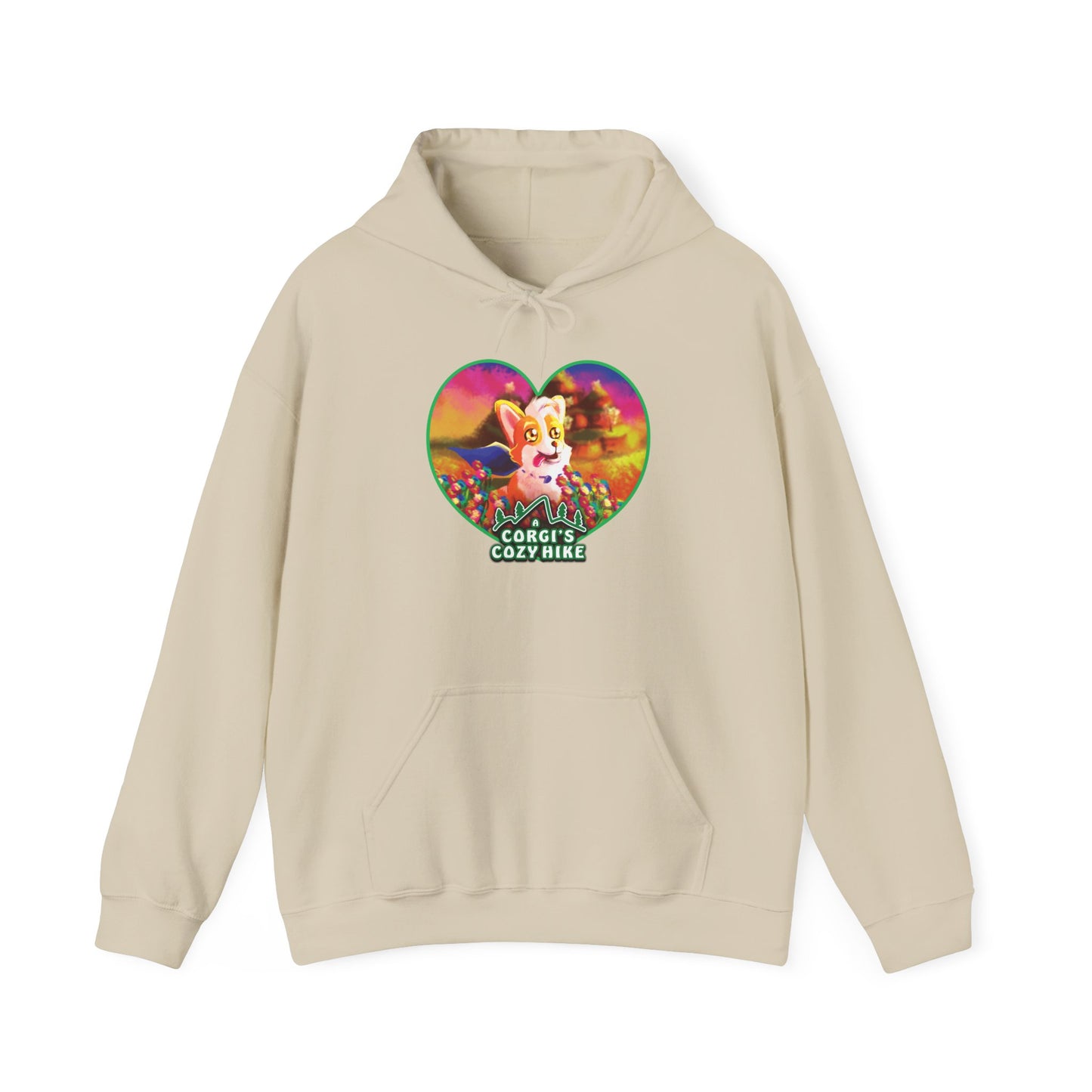 A Corgi's Cozy Hike Unisex Heavy Blend™ Hooded Sweatshirt