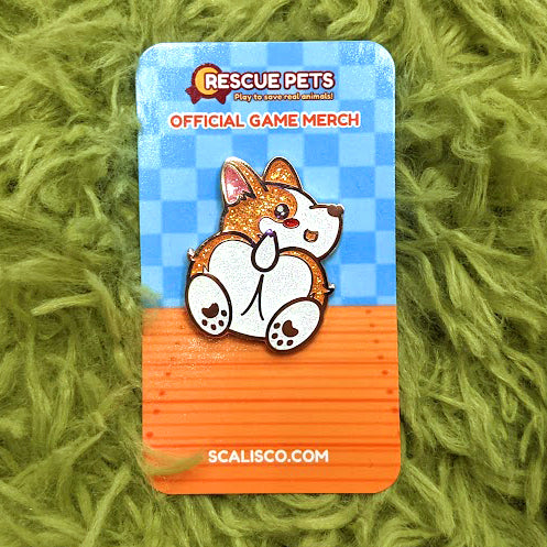 GLITTER Official RP Original Corgi Butt Hard Enamel Pin 1.50"